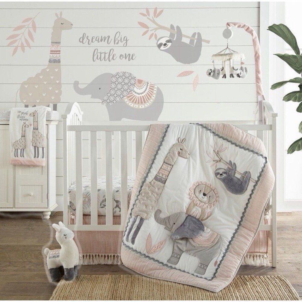Levtex Baby Jungalo 5 Pc Safari Jungle Crib Bedding Set Elephant Cheetah Floral)
